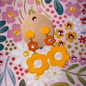 Yellow and Orange Flower Earrings
